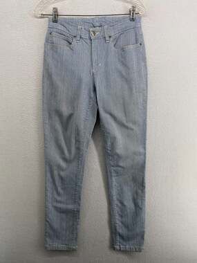EILEEN FISHER Pants XS Organic Cotton Stretch Railroad Stripe Slim Jeans Blue
